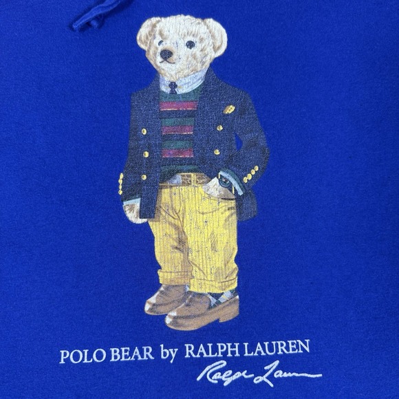 Polo Ralph Lauren Hooded T-Shirt Men's 3XLT Blue Polo Bear Long Sleeve *Flaws - Picture 7 of 8